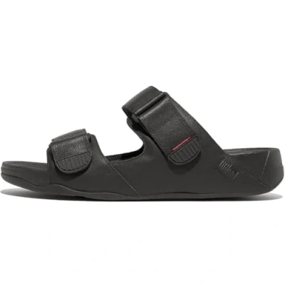Image of Fitflop Men&#039;s Gogh MOC Slide in Leather Open Toe Sandals, Black (Black 001), 12 UK 47 EU