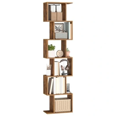 Image of VASAGLE Bookshelf, 6 Tier Bookcase, 24 x 40 191 cm, Room Divider, Cube Display Shelf, Freestanding Storage for Living room, Bedroom, Office, Rustic Brown LBC461K01