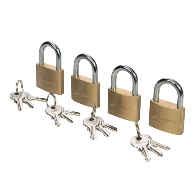 Image of Silverline Brass Padlock Keyed Alike 4pk 40mm
