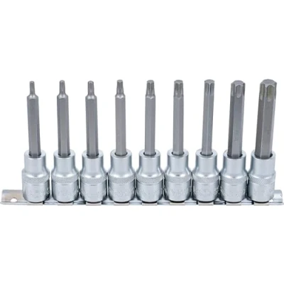 Image of BGS 5177 Bit Socket Set 12.5 mm (1/2&quot;) Drive T Star (for Torx) 9 pcs.