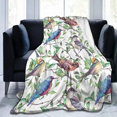 Image of COMRTL Flannel Fleece Throw Blanket Bed Cute bird Micro Warm Soft Lightweight Cozy Microfiber for Couch Sofa All Seasons