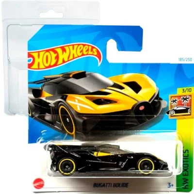 Image of Hot Wheels Bugatti Bolide HW Exotics 3/10 (185/250) HTC22 Yellow 2024 + Protector Short Card Frikimonkey