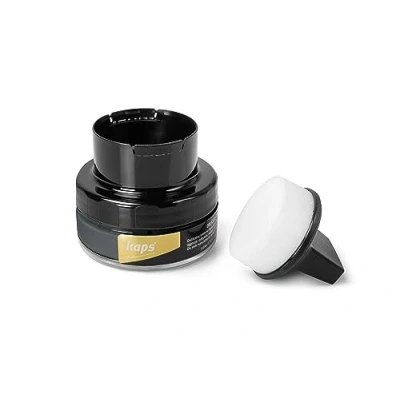 Image of Kaps Shoe Cream with Sponge Applicator, Intensive Leather Care and Nourishing, Delicate, 70 colours (114 light gray)