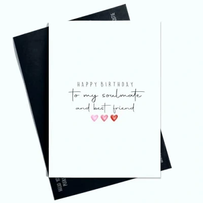 Image of Happy Birthday To My Soulmate And Best Friend For Him Her Cards Boyfriend Girlfriend Cute Card AP5