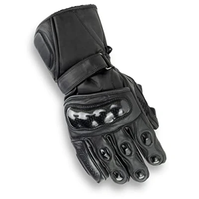 Image of Analin Leather Winter Motorbike Gloves Flexible Waterproof Carbon Knuckle (M)