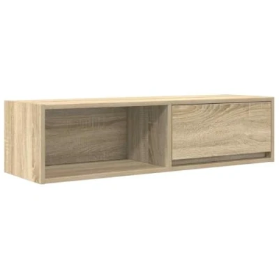 Image of vidaXL TV Cabinet/Wall Mounted Bench Sonoma Oak 100x31x25.5 cm Engineered Wood Living Room Storage/Display Unit, Drawer/Shelf, Space Saving Furniture