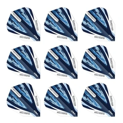 Image of RED DRAGON Luke Humphries World Champion Blue and White V Standard Dart Flights 3 Sets Per Pack (9 in total)