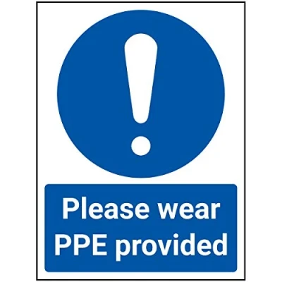 Image of V Safety Please Wear PPE Provided 150mm x 200mm 1mm Rigid Plastic