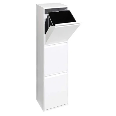Image of Arregui Basic CR301 B 3 Compartment Steel Trash and Recycling Bin 3x17L (51L) Kitchen Bins for Home or Office White
