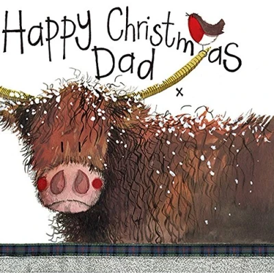 Image of Alex Clark Highland Cow Dad Christmas Card