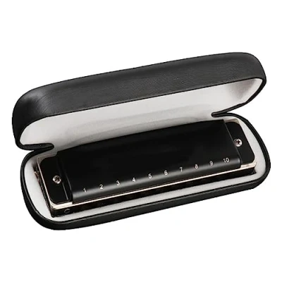 Image of Harmonica Students 10 Hole Adult Beginner Student Entry C Musical Instrument (Color : Bk Bb tone)