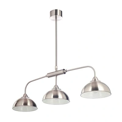 Image of LITECRAFT Storr Ceiling Pendant Bar Industrial Style Diner 3 Arm Satin Nickel