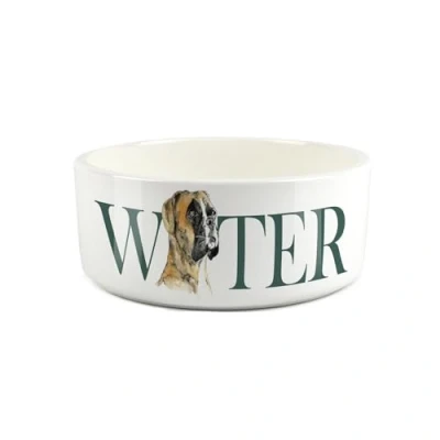 Image of Boxer Pet Bowl Large Ceramic Water White Dish For Dogs