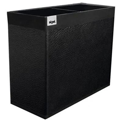 Image of SIGEL SA535 Pencil Cup, imitation leather, 13 x 10.7 cm, Black