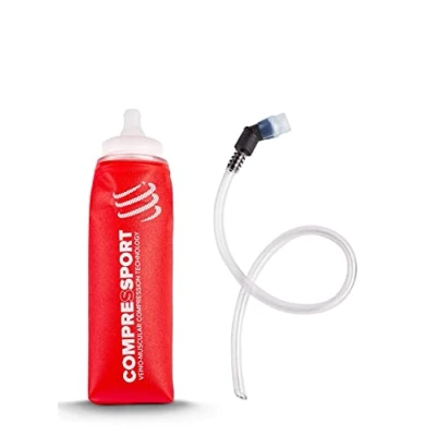 Image of COMPRESSPORT Adults Ergo And Short Tube Water Bottle, Red, 600 ml