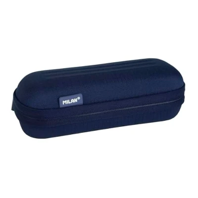 Image of MILAN Semi Rigid Oval Pencil case Series 1918. Navy Blue