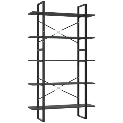 Image of vidaXL 5 Tier Book Cabinet Grey 100x30x175 cm Engineered Wood