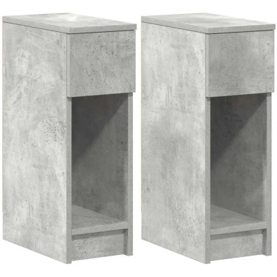 Image of vidaXL Bedside Cabinets with Drawer 2 pcs Concrete Grey 20x36x60 cm