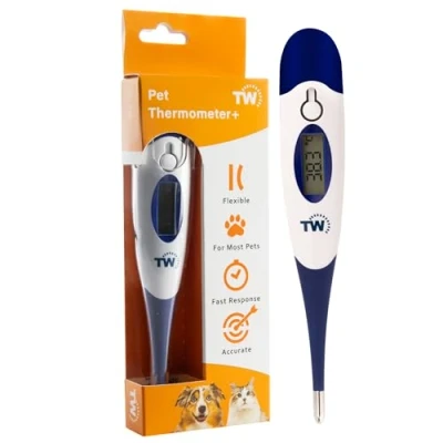 Image of Digital Pet Thermometer For Animal Owners of Dogs Cats Horses Vets Flexible Temperature Probe Includes Veterinary Hobdays Chart
