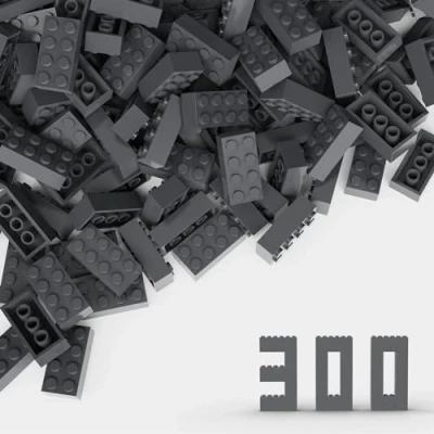 Image of TTEHGB TOY Classic Bulk Brick Block 2x4, 300 Piece Building Bricks Dark Grey, Compatible with All Major Brand Parts and Pieces(Colour:Dark Grey)