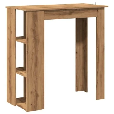 Image of vidaXL Artisan Oak Bar Table with Shelves Engineered Wood, 102x50x103.5 cm