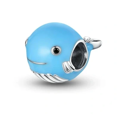 Image of Yashuo Opalescent Ocean Deep Blue Charm 925 Sterling Silver Murano Glass Sea Turtle Dolphins Mermaid Animal Charms for Pandora Bracelet (Whale Charm)