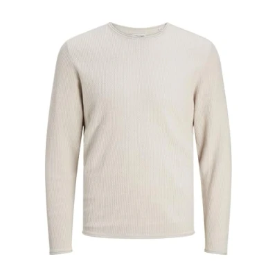 Image of JACK &amp; JONES Men&#039;s Jjecooper Knit Crew Neck Noos Sweater, Oatmeal, M