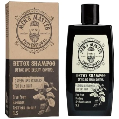 Image of Men&#039;s Master Anti Hair Loss Detox Shampoo for Men Active Charcoal Shampoo, Strengthens and Prevents Oily Paraben Free Dandruff 260 ML