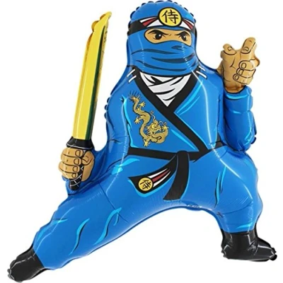 Image of Grabo Ninja Foil Balloon, Blue (1pcs), Large, Reusable, Unisex, All Ages, General Audience, 60 cm x 70