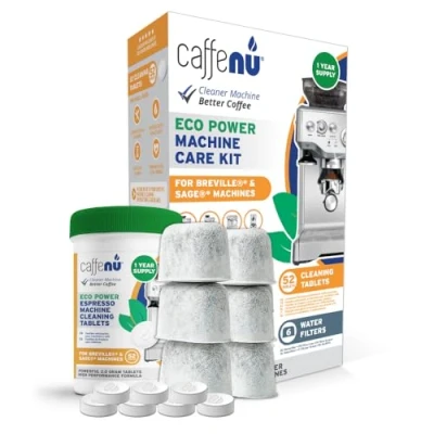 Image of Espresso Machine Cleaning Kit. Includes 52x Sage Tablets &amp; 6 Filter Replacements. Removes Build up Filters Water Impurities