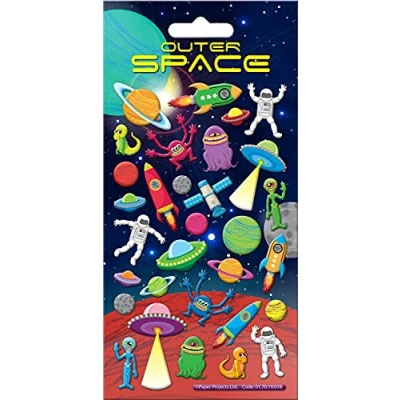 Image of Paper Projects Outer Space Chunky Reusable Craft Stickers Perfect for Activities Children and Adults Black,19.5cm x 9.5cm