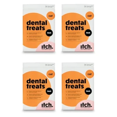 Image of Itch Dental Treats for Cats With Peppermint, Activated Charcoal and Green Tea Extract Oral Hygiene Grain Free 4 Pack