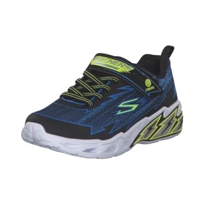 Image of Skechers Light Storm 2.0 400149L Boys Black Fashion Trainers Black/Blue Textile/Canvas F Standard 10.5 Child