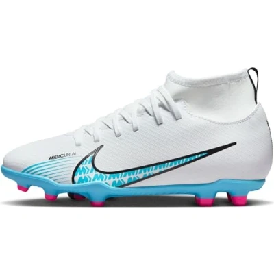 Image of NIKE Jr Superfly 9 Club Fg/Mg Sneaker, White Baltic Blue Pink Blast, 4 UK