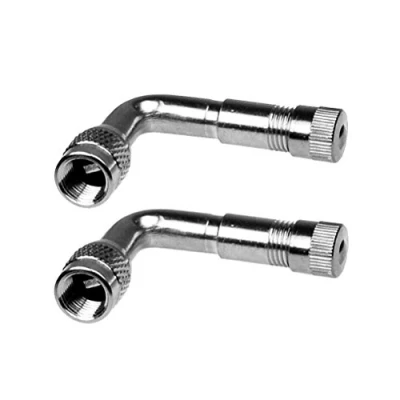 Image of WINOMO 2Pcs Air tyre valve 90 degree Schrader stem with extension adapter for car truck motorcycle (silver)