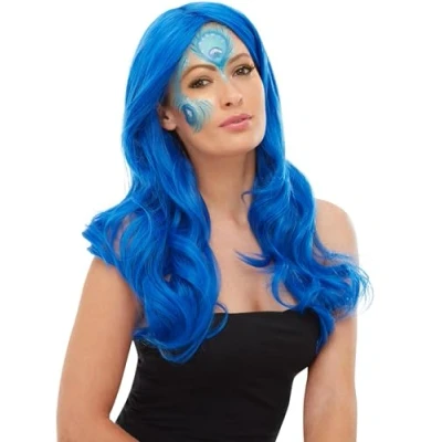 Image of Smiffys Make Up FX, Peacock Aqua Kit, Facepaints, Glitter Pot &amp; Applicators, Cosmetics and Disguises Fancy Dress, Adult Dress Disguises.