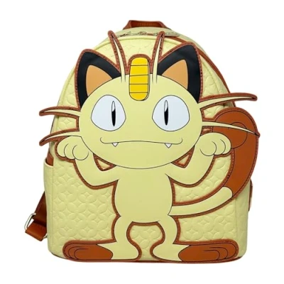 Image of Loungefly Pokemon Meowth Cosplay Womens Double Strap Shoulder Bag Purse, Yellow, M