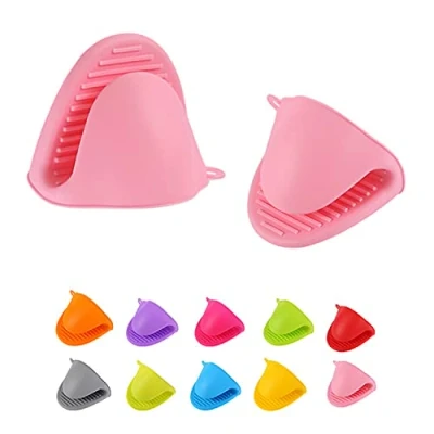 Image of Silicone Cooking Pinch Grips Oven Mitts Heat Insulation Gloves Kitchen Resistant (1 Pair, Pink)