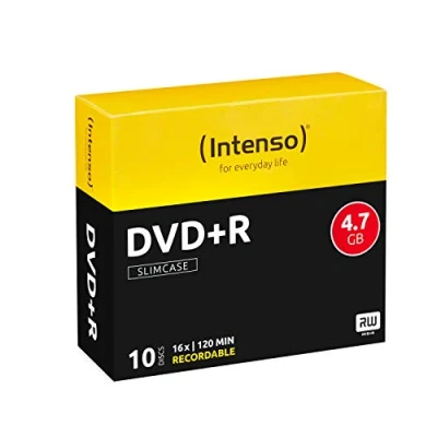 Image of Intenso DVD+R 4.7 GB 16x blank DVDs (4.7 GB, DVD+R, 120 mm, Slimcase)