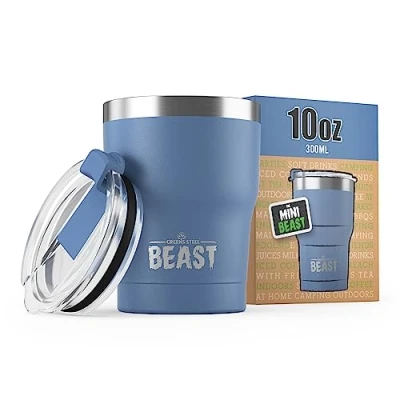 Image of Beast Tumbler 300 ml (10 oz), Stormy Sky Reusable Stainless Steel, Vacuum Insulated Cup Double Wall Travel Flask Perfect for Hot or Iced Coffee BPA Free