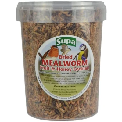 Image of Supa Wild Bird Food Dried Mealworm Fruit and Honey Cocktail, 1 Litre Bucket 100% Natural Treat For Birds.