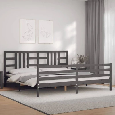 Image of vidaXL Bed Frame without Mattress Grey 200x200 cm Solid Wood