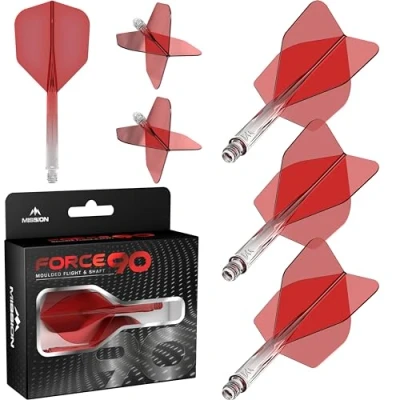 Image of Mission Darts Force 90 Integrated Precision Moulded Dart Flight And Shaft System, Pack of 3 Professional Highly Durable Combined Flights Stems Standard No.6