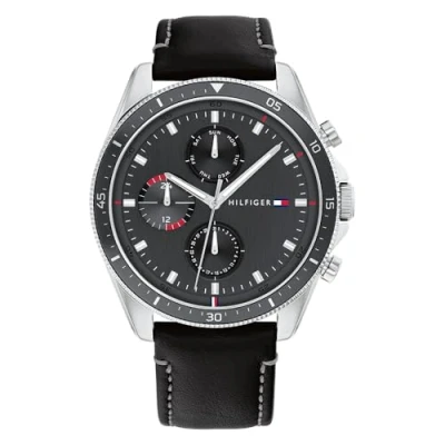 Image of Tommy Hilfiger Analogue Multifunction Quartz Watch for Men with Silver Stainless Steel or Leather Bracelet
