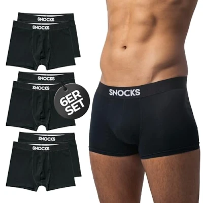 Image of Snocks 6x Mens Boxer Shorts Multipack Comfortable for Men Made out of Organic Cotton &amp; Free from Itchy Labels. Durable Boxers Men: Perfect Day to Use Black