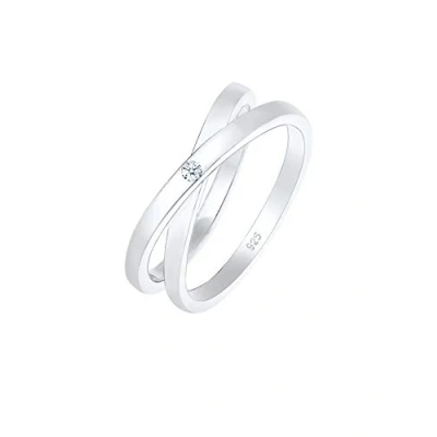 Image of Elli DIAMONDS Ring Women Wrap Cross Diamond (0.015 ct.) in 925 Sterling Silver