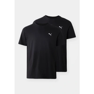 Image of Puma ESS LOGO TEE 2 PACK Basic Tshirt, Men&#039;s, Size: Medium, Black