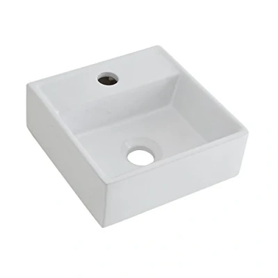 Image of Milano Dalton Modern White Ceramic Countertop Wall Mounted Bathroom Basin Sink 280mm x