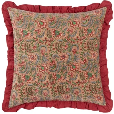 Image of Paoletti Haven Floral Cotton Velvet Cushion Cover Rose Size 50 cm x