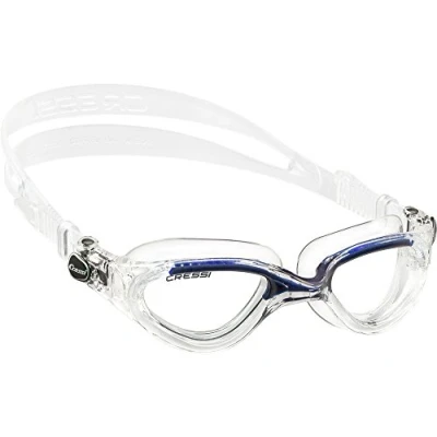Image of Cressi Flash Goggles Separate Eyepiece Swimming with Fogproof, Scratchproof, Anti UV Lenses, Size D, 5.50 inch 140 mm, Clear Light Blue/Azure Lens